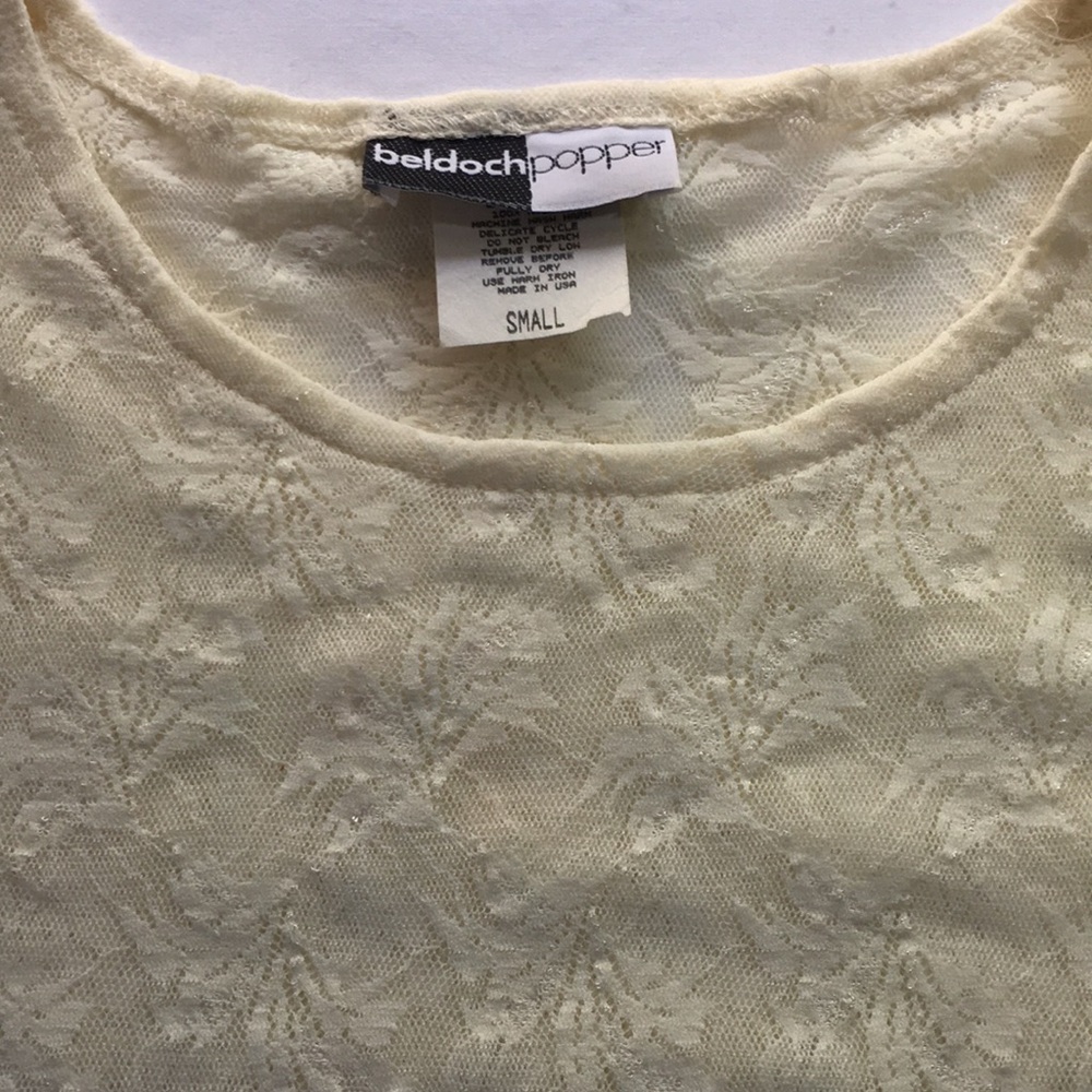 Elegant Ivory Stretch Lace Top - Picture 6 of 9